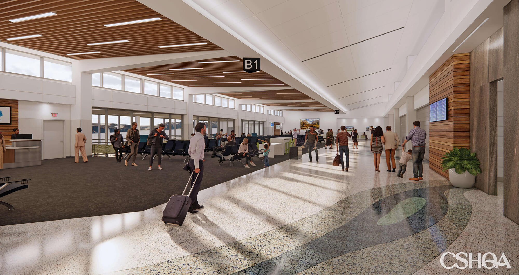 Architectural rendering of the Fresno Airport concourse B